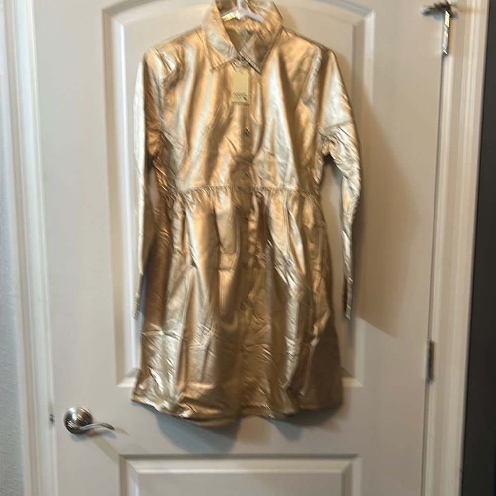 Women’s Jodifl Gold Metallic Long-Sleeve Dress. NWT size s